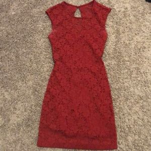 Size small, red, body-con dress.